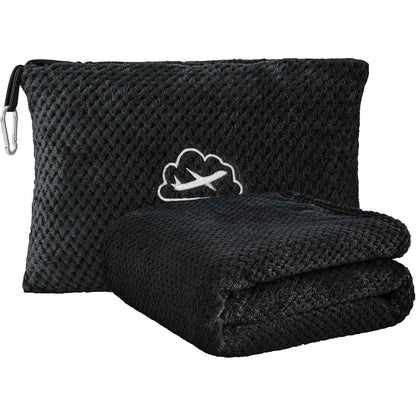 2-in-1 Ultra-Soft Flannel Travel Blanket with Pillow Travel Blanket Airplane Compact with Bag, Portable And Packable 2in 1 Jacquard Travel Pillow And Blanket Set, for Office, Sofa, Airplane & Car with Luggage Cover & Backpack