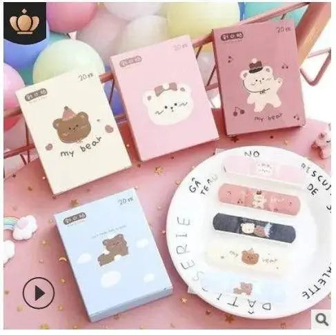 20pcs Cute Cartoon Patterned Curved Patch Waterproof Wound Strips Dressing Adhesive Plaster Bandages First Band Aid for Children SS69 6.69 bear / 20pcs