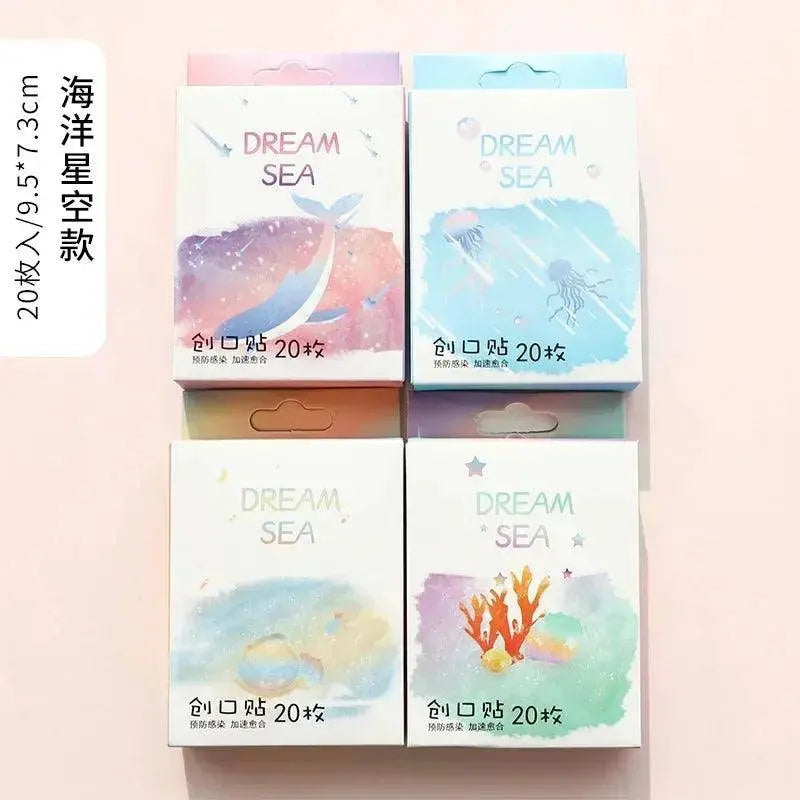 20pcs Cute Cartoon Patterned Curved Patch Waterproof Wound Strips Dressing Adhesive Plaster Bandages First Band Aid for Children SS69