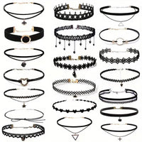 20pcs Gothic Choker Set - Stretchy Lace Necklaces for Women, Perfect for Parties & Holiday Gifts SS69