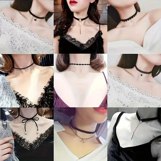 20pcs Gothic Choker Set - Stretchy Lace Necklaces for Women, Perfect for Parties & Holiday Gifts SS69