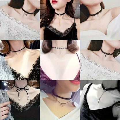 20pcs Gothic Choker Set - Stretchy Lace Necklaces for Women, Perfect for Parties & Holiday Gifts SS69