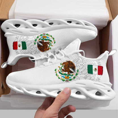 Women'S Mexico Flag Low Top Sneakers - Breathable Fabric with EVA Sole, Slip-On Casual Running Shoes, Fashionable Daily Wear Shoes for Casual Attire, Casual Sneakers | Stylish Low Top Sneakers | Comfortable Fabric Shoes SS69 26.69 White / US 8.5
