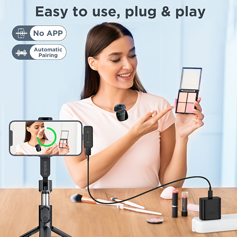 Professional Dual Wireless Lavalier Microphone with LED Charging Case, Suitable for Smartphones, Laptops, Recording Videos, Live Streaming, Interviews, and  Blogs