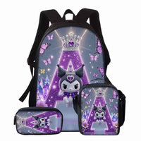 3pcs Sanrio Kuromi Backpack & Lunch Box Set Compatible for Kuromi - Cute Anime School Bag with Laptop Compartment, Large Capacity Bookbag for, Women, (, Kuromi-Themed)