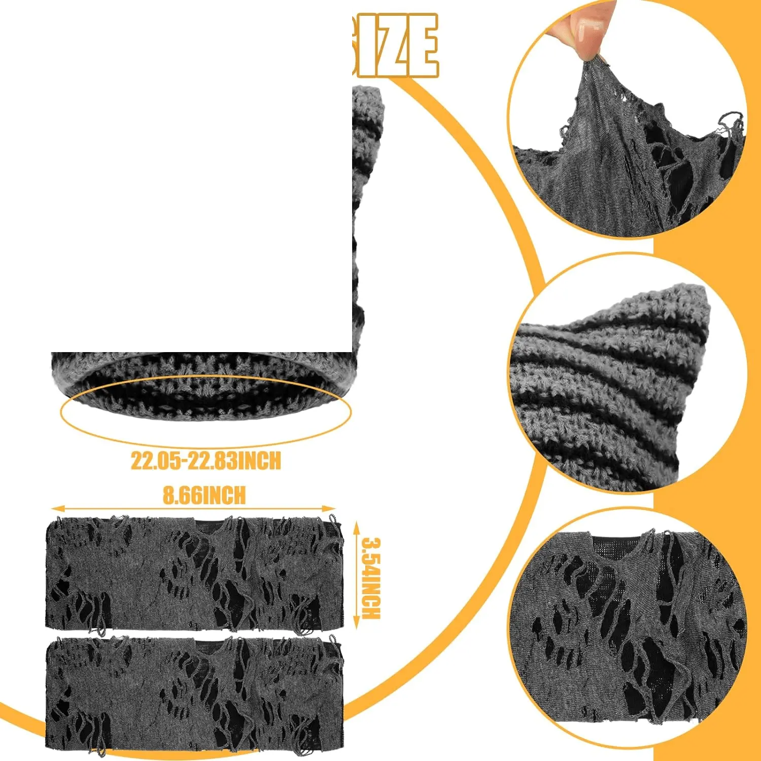 22 Pcs Y2K Grunge Knitted Cat Beanie Fairy Grunge - SS69