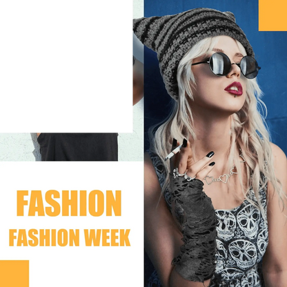 22 Pcs Y2K Grunge Knitted Cat Beanie Fairy Grunge - SS69