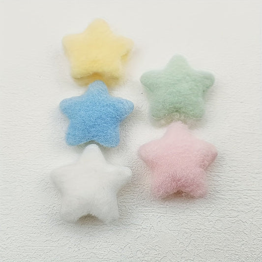 15pcs Soft Pastel Felt Star Appliques, Double-Sided, Fluffy Texture - Ideal for DIY Hat, Hair Clip & Clothing Patches, Assorted Colors SS69