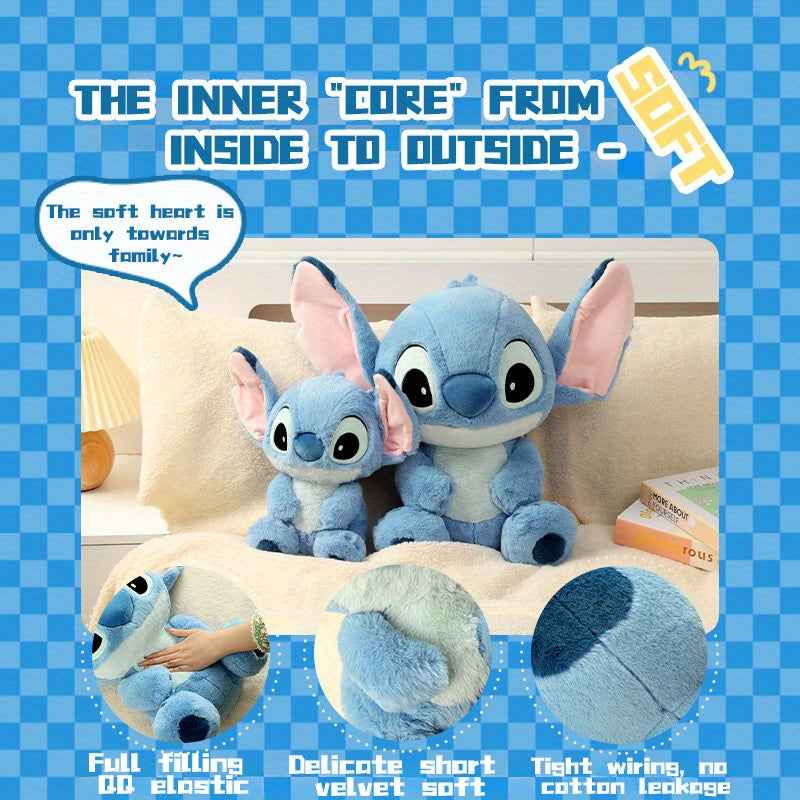 Miniso Disney Stitch Sitting Doll Plush Doll Disney Basic Series Medium Sitting Doll Kawaii Home Bedroom Sofa Accessories Collectible Dolls Gift Ornament Party Favors