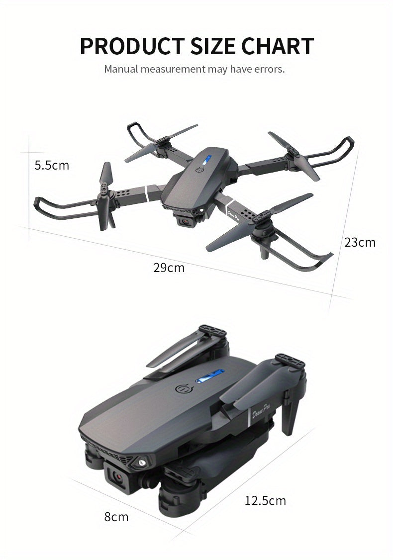 E88 Pro Version 2025 HD Dual Camera Drone with Screen Control - No Cellphone Required, One-Key Takeoff, Wi-Fi App Control, USB Charging, Durable & Reliable, Ideal for Beginners, Perfect Gift for Outdoor Camping and Vloggin SS69