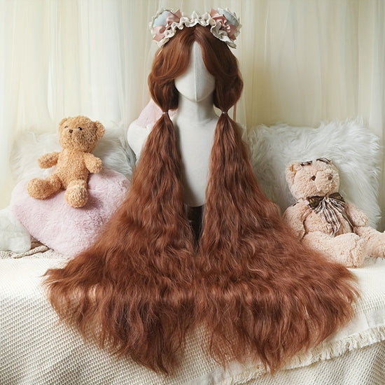 [Customer Favorite] Chic 44-Inch Long Curly Princess Wig with Bangs - Heat Resistant Synthetic Hair for Cosplay & Halloween, Natural Black to Orange-Red Gradient, Perfect for Christmas Parties & Costume Events SS69