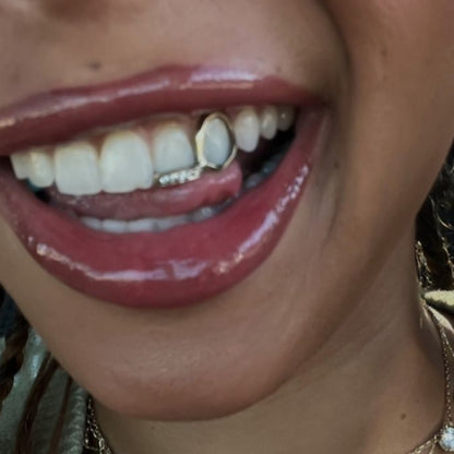 RAPIKING 2pcs Stylish Hip Hop Grillz - Punk Style, Cubic Zirconia Inlaid, Unisex Teeth Caps for Streetwear Fashion, Ideal Christmas & Carnival Gifts - SS69