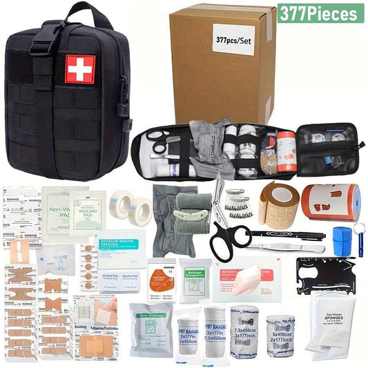 377pcs Survival Kit, Outdoor, Adventure Travel, Home, Camping, Sports, Office, Car, School First Aid Equipment Tools, Men'S Gift, Women'S Gift