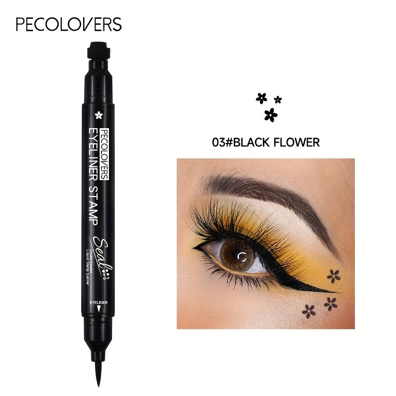 PECOLOVERS 2-in-1 Black Liquid Eyeliner Stamp Pen, Waterproof Quick Dry Love Heart Design, Cosmetic Makeup Tool SS69 7.69 03