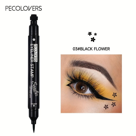PECOLOVERS 2-in-1 Black Liquid Eyeliner Stamp Pen, Waterproof Quick Dry Love Heart Design, Cosmetic Makeup Tool SS69 7.69 03