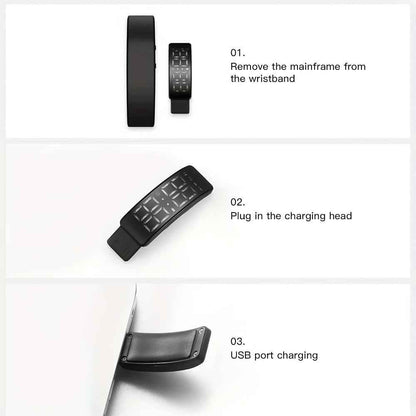 Silicone Sports Bracelet Display Bracelet for Men And Women, 30 Meters, Comfortable Silicone Strap Watch, Rechargeable Chronograph Sports Bracelet