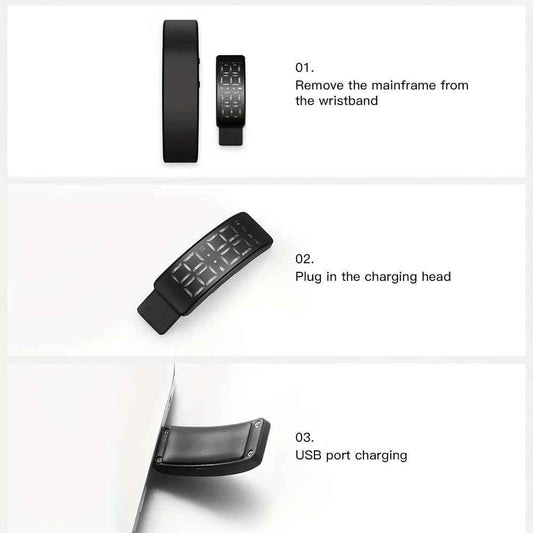 Silicone Sports Bracelet Display Bracelet for Men And Women, 30 Meters, Comfortable Silicone Strap Watch, Rechargeable Chronograph Sports Bracelet