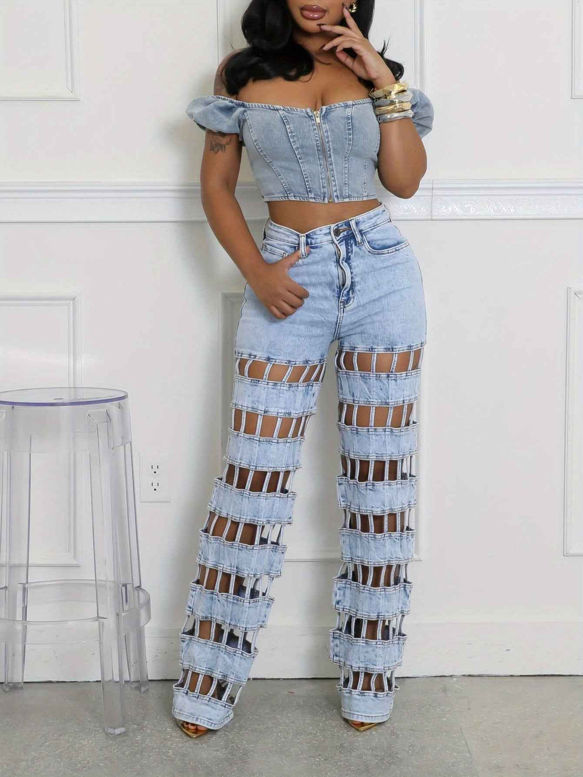 Plus Size - Plus Size - Women'S Plus Size High-Waisted Straight Leg Jeans - Non-Stretchy Structured Fit, Edgy Casual to Formal Pants for Everyday & Party Outfits - Spring/Fall/Summer Jeans for Women, Pair Of Jeans for Women P