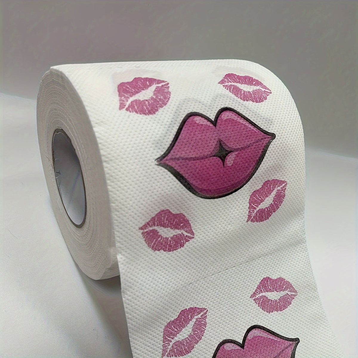 1pc Fun Red Lips Pattern Toilet Paper - 3-Ply, Bleach-Free Wood Pulp Roll for Home Cleaning & Unique Gift Idea SS69