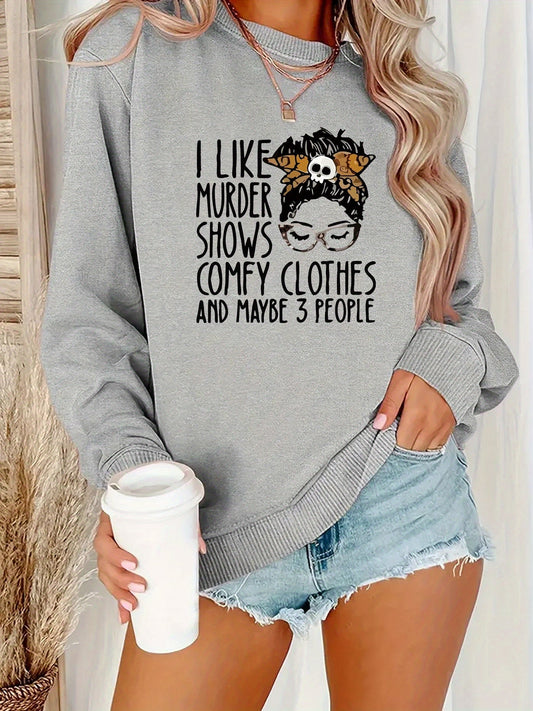 Women's Funny Murder Show Graphic Sweatshirt - Crime Drama TV Fan Apparel - Soft Polyester Pullover Sweater - Long Sleeve Round Neck Casual Sweater for Fall/Winter - Funny TV Show Outfit Gift for s & Women - Machine Washable SS69