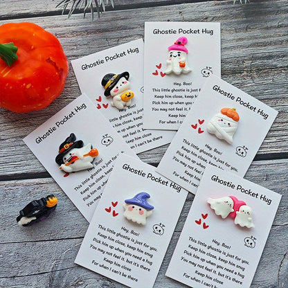40pcs Halloween Cards with Pocket Hug - Cute Ghosts, Bats, Pumpkins - Spooky Cute Party Decorations, Birthday & Wedding Greeting Cards - Includes Hug Pocket for Easy Storage - Perfect for Halloween Party Favors, Gifts for Fam SS69
