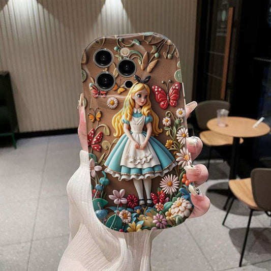 One Piece of a Disney Cartoon-Themed Case Featuring a Sculpted Figure from Alice in Wonderland, Ideal for Apple for iphone Models 16, 15, 14, 13, 12, 11 Pro Max, And XS. an Excellent Gift with a Cartoon Design, Flat 2D Style, SS69