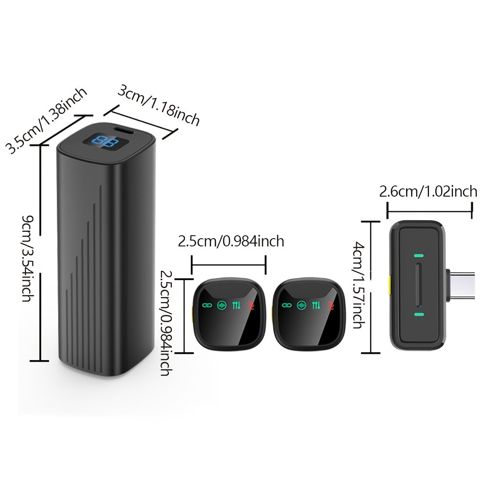 Professional Dual Wireless Lavalier Microphone with LED Charging Case, Suitable for Smartphones, Laptops, Recording Videos, Live Streaming, Interviews, and  Blogs