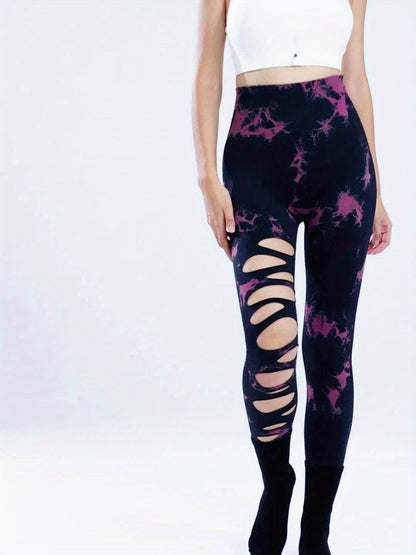 3 Pack High Waist Tie Dye Cutout Yoga Leggings - Scrunch Butt Lifting, Tummy Control, Elastic Workout Pants for Women SS69