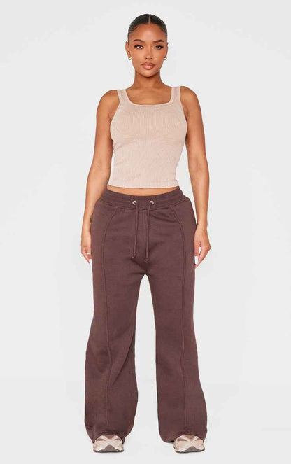 Shape Grey Marl Binded High Waist Wide Leg Joggers