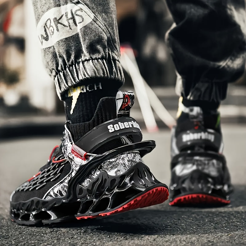 Men's Breathable Running Footwear with Ankle Support, Non-Slip Sturdy Design, Fashionable Athletic Sneakers in Green & Brown, Comfortable for Outdoor Activities, Cushioned for Enhanced Performance SS69