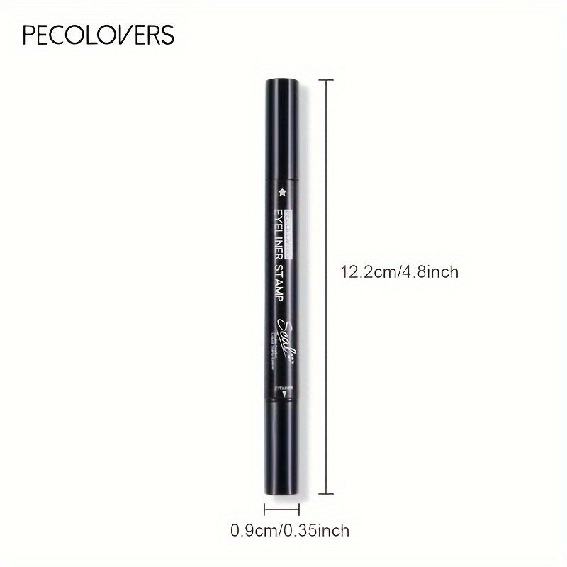 Black Liquid Eyeliner Pen | 1pc | 2-in-1 Double-Headed Moon Stamp Design | Quick Dry, Non-Smudge, Waterproof, Long-Lasting | Eye Makeup Cosmetic, Eye Makeup Essentials | Precision Eyeliner Application | Innovative Beauty Prod SS69