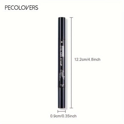Black Liquid Eyeliner Pen | 1pc | 2-in-1 Double-Headed Moon Stamp Design | Quick Dry, Non-Smudge, Waterproof, Long-Lasting | Eye Makeup Cosmetic, Eye Makeup Essentials | Precision Eyeliner Application | Innovative Beauty Prod SS69