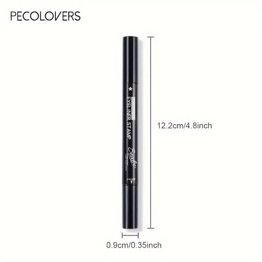 Black Liquid Eyeliner Pen | 1pc | 2-in-1 Double-Headed Moon Stamp Design | Quick Dry, Non-Smudge, Waterproof, Long-Lasting | Eye Makeup Cosmetic, Eye Makeup Essentials | Precision Eyeliner Application | Innovative Beauty Prod SS69