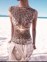 Spring And Summer New Fashion Printed Round-Neck Sleeveless Slim Top T-Shirt SS69