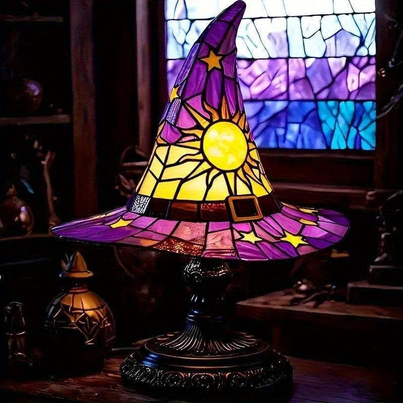 1pc of Gothic Witch Hat Lamp-Purple, Yellow or Pink, USB Powered Desktop Lighting with Switch, No Battery Required-Suitable for Halloween Decoration, Magic Party, Bedroom, Haunted House-Witch Hat Night Light SS69
