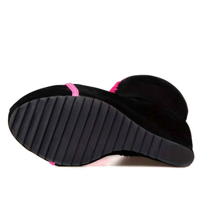 EROCALLI Women'S Gothic Y2K Platform Wedge Heel Knee-High Boots - Chunky Heel Lace-Up with Side Zipper, Faux Cover & Rubber Sole for Casual Party & Daily Wear, High Heel Boots, Party Footwear, Bold Fashion Statement, Durable