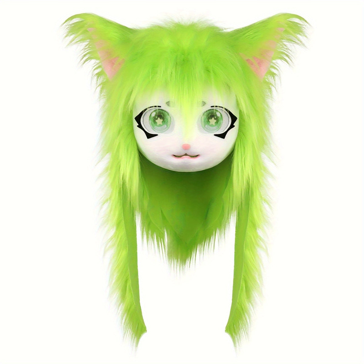 Animal Head Cat Fursuit Cut Mask Halloween Masquerade Cosplay Costume Props SS69 46.69 Green