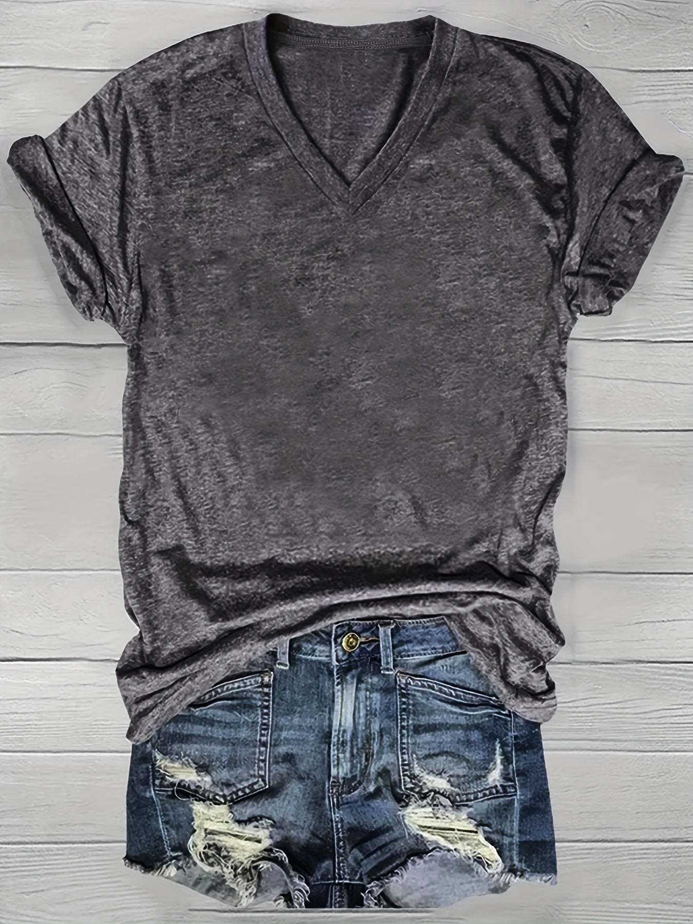 5 Solid Color V-Neck T-Shirts, Casual Short-Sleeved T-Shirts Spring And Summer, Women'S Clothing SS69