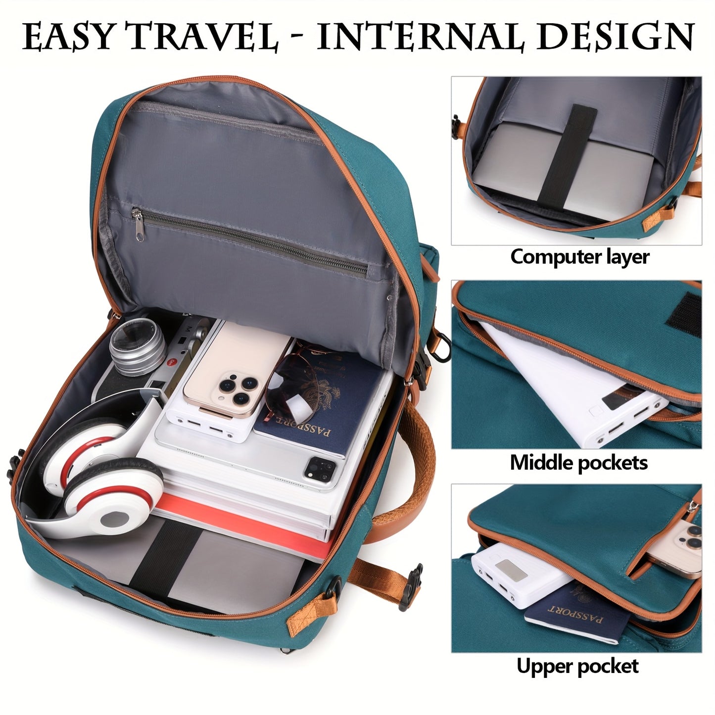 Large Capacity Laptop Backpack Compatible for 16-Inch Notebooks - Lightweight Soft Travel Hiking Bookbag with Adjustable Straps, Padded Back & Practical Pockets - Unisex Computer Backpack for, s, College ()