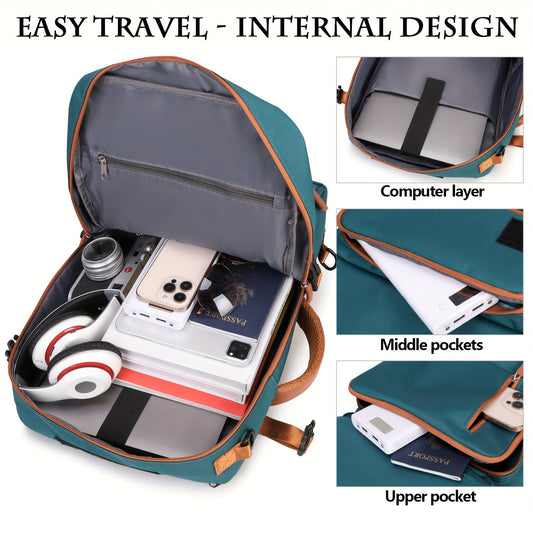 Large Capacity Laptop Backpack Compatible for 16-Inch Notebooks - Lightweight Soft Travel Hiking Bookbag with Adjustable Straps, Padded Back & Practical Pockets - Unisex Computer Backpack for, s, College ()