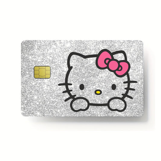 1 set of 2 HelloKitty credit card stickers, Silvery Laser self-adhesive black Kuromi PVC card stickers, bus card stickers, stored value card skin stickers SS69