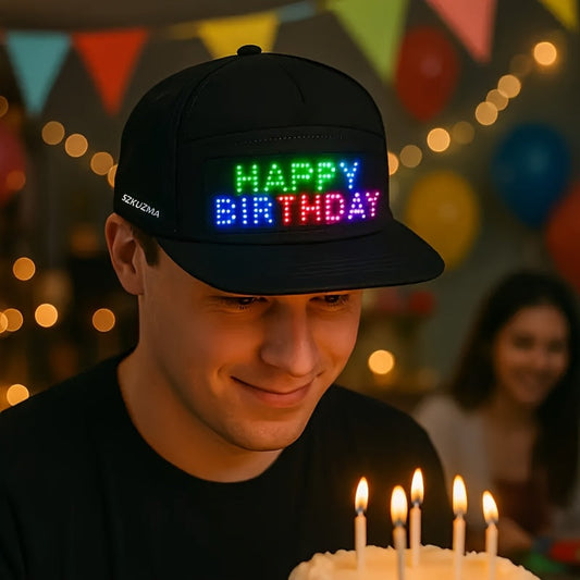 1 Programmable LED Display Hat, DIY Text Scrolling Information, APP Control, Multiple Patterns And Animations, Creative Hat, Adjustable Size, Suitable For Both Men And Women, Suitable For Gatherings And Carnivals, Halloween A SS69