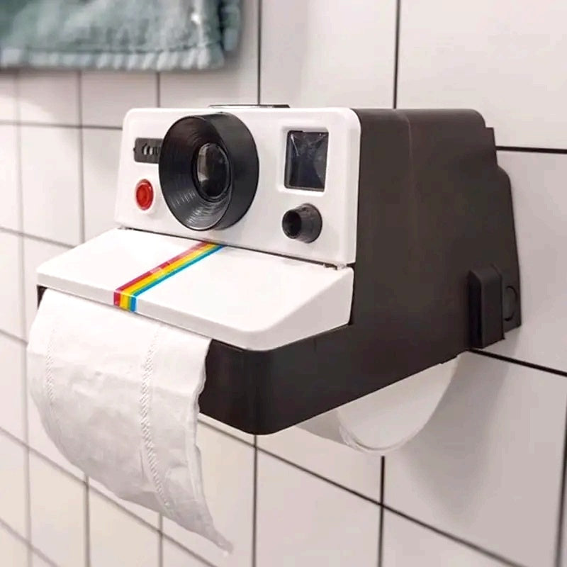 Retro Camera Design Toilet Paper Holder - Unique Tissue Dispenser, Chic Polyresin Home Decor Accessory, Perfect Gift Idea for Bathroom or Kitchen, Toilet Accessories SS69