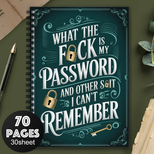 1 Fun Spiral Password Notebook with Green Green Cover and Golden Key Design -70 pages, suitable for secure internet and computer login, username and password - home, office or scrapbook SS69