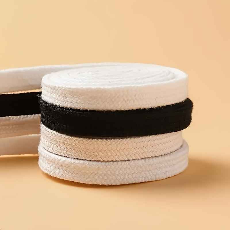 2 Pairs/4pcs of Solid Color Double-Layer 120 Cm Shoelaces, Versatile for Use with Sneakers, Flats, Canvas Shoes, Casual Shoes, And White Shoes for Both Men And Women, Without Battery