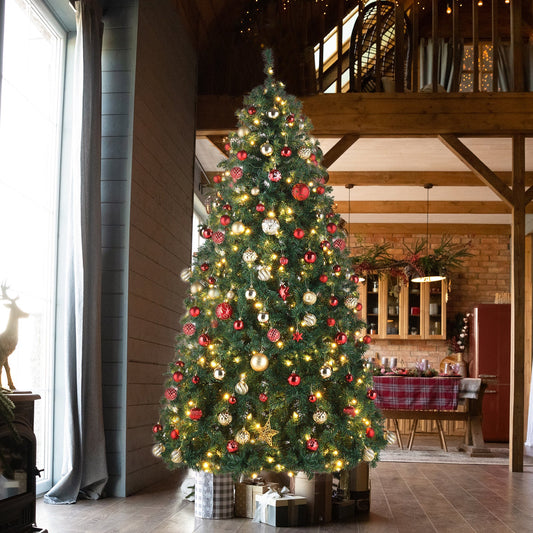 A 10-Foot Giant Pre-Lit Christmas Tree Featuring 5, 090 PVC Branches And a Sturdy Metal Stand, Perfect for Indoor Decoration. It Comes with 1, 200 Warm White Lights And 10 Colorful Modes, Suitable for Holiday Parties, Shops, SS69