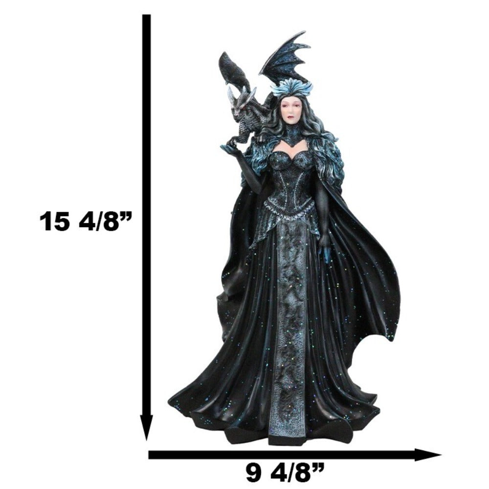 Large Gothic Black Dragon Witch Dark Queen Robe Statue - Black Friday Sale, Halloween Decor, Gothic Home Decoration, Dark Fantasy Witch Statue, Witchcraft Art, Gothic Dragon Decoration, Dark Queen Mini Statue, Fantasy Gothic SS69