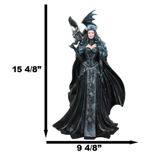 Large Gothic Black Dragon Witch Dark Queen Robe Statue - Black Friday Sale, Halloween Decor, Gothic Home Decoration, Dark Fantasy Witch Statue, Witchcraft Art, Gothic Dragon Decoration, Dark Queen Mini Statue, Fantasy Gothic SS69