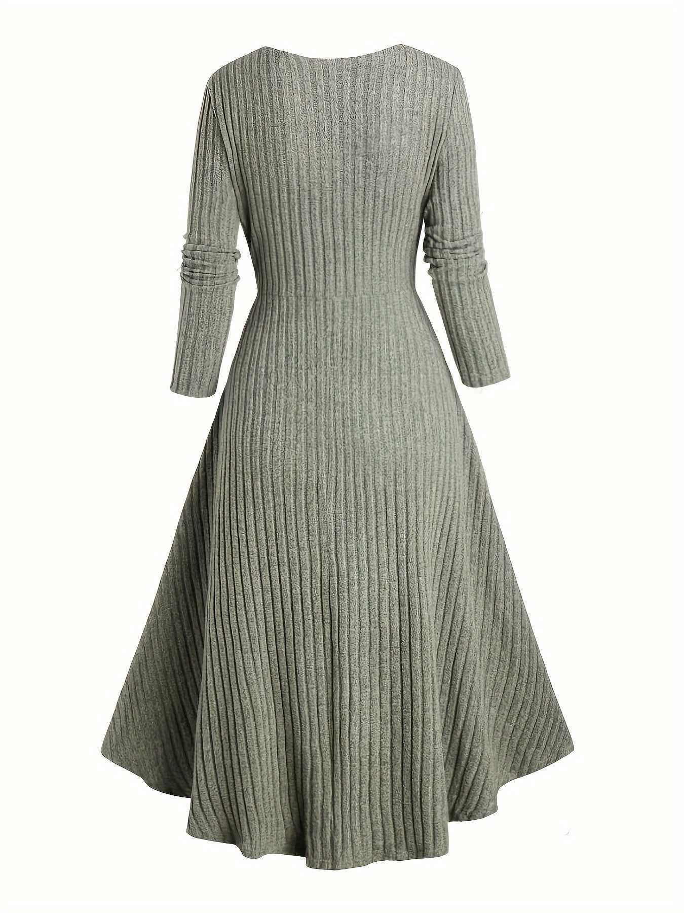 Ribbed Dress , Long-Sleeve , for Autumn And Winter , Commutes