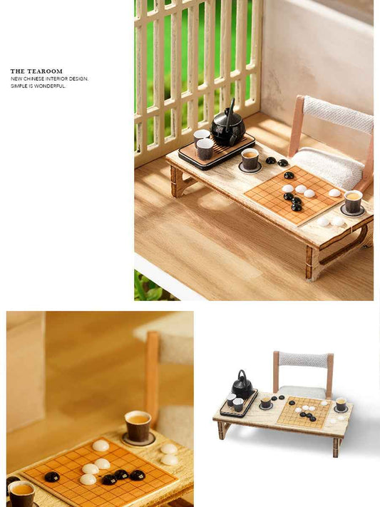 A Miniature Dollhouse Kit Featuring Furniture, a Wooden House Model Complete with a Dust Cover And a Music Box, Designed at a 1:24 Scale, Perfect As an Elegant Gift for Adult Friends Or Lovers on Their Birthday (Glue Not Incl